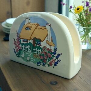 Vintage Ceramic Napkin Holder Rose Cottage The Creative Circle Ducks Geese White